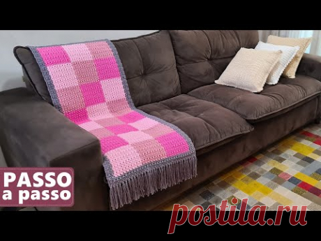 Manta Kamila em crochê | Manta em crochê para sofá