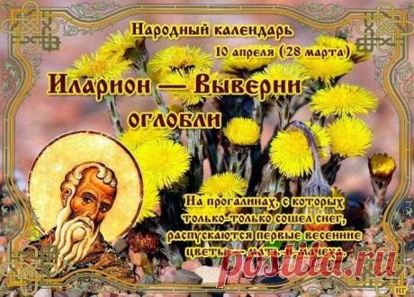 Пусть 10 апреля принесет только добрые сны! Желаю, чтобы в сердце цвели первые цветы, а в доме всегда было уютно и светло! Открытки на  Иларион-выверни оглобли!