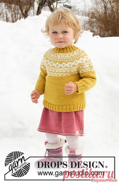Little Missy - Маленькая Мисси (детский свитерок) от DROPS Design (перевод) - Жаккард - Страна Мам
