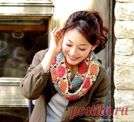 Нежный шарф из цветочных мотивов крючком. Схемы | САМОБРАНОЧКА - сайт для рукодельниц, мастериц