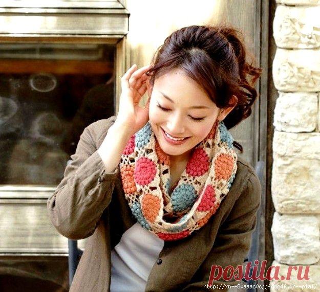 Нежный шарф из цветочных мотивов крючком. Схемы | САМОБРАНОЧКА - сайт для рукодельниц, мастериц