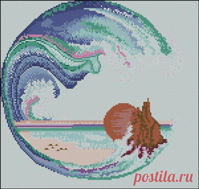 The Sea Cross Stitch PDF Pattern Download Cross Stitch Pattern | Etsy