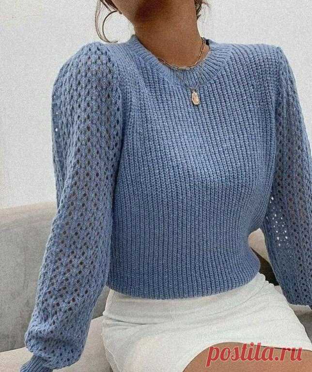 🦋🌶 Джемпер. Схема ажурного узора для рукава