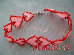   Браслет с сердечками. Схема.. Моя копилочка!