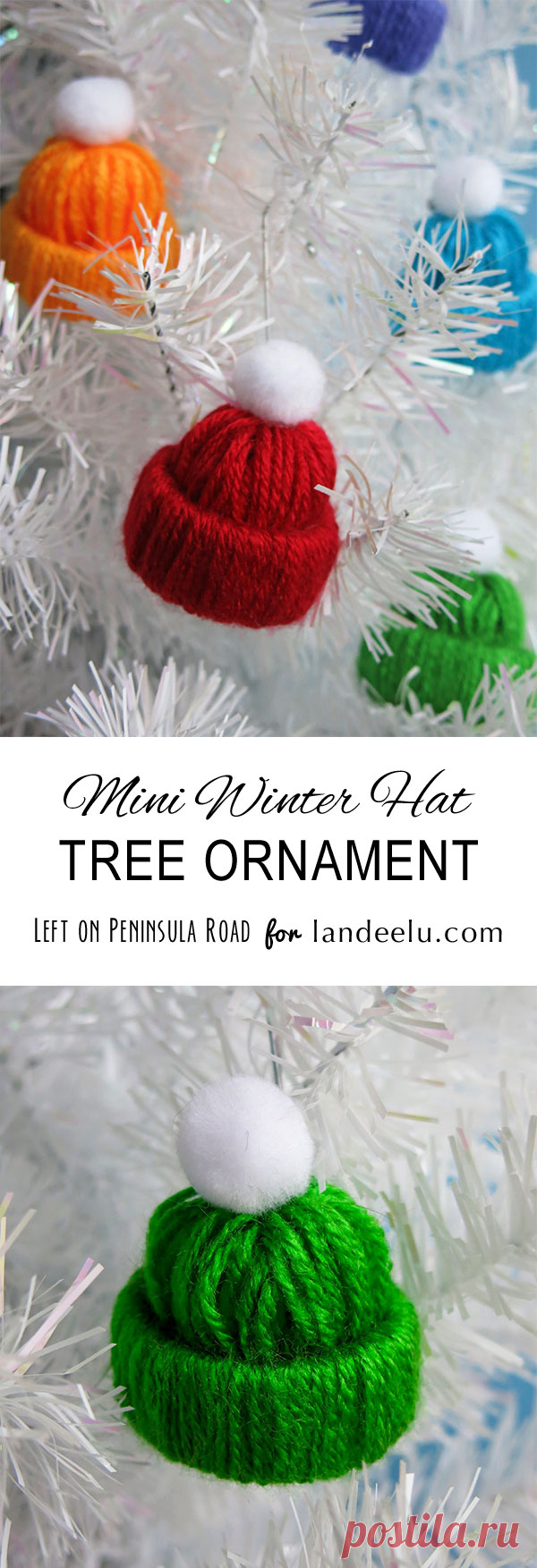 Winter Hat Tree Ornament Yarn Craft - landeelu.com