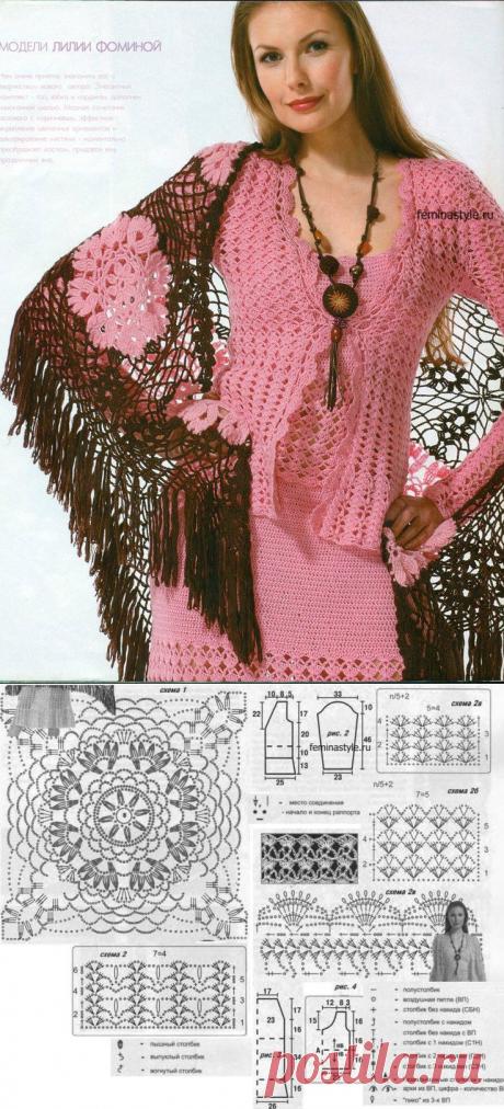 Летний комплект : топ жакет юбка и шаль крючком / Рукоделие / Домоводство / Женские секреты / Женский стиль