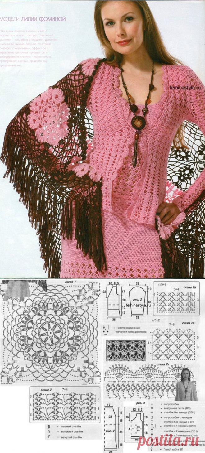 Летний комплект : топ жакет юбка и шаль крючком / Рукоделие / Домоводство / Женские секреты / Женский стиль