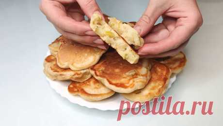 Попался новый рецепт, оладушки с яблоками