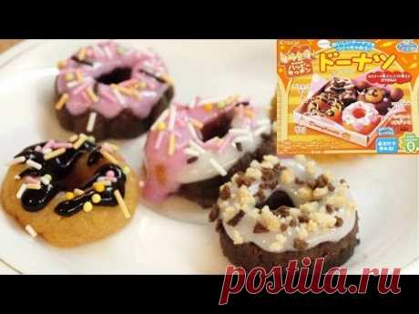 Пробуем японские пончики для детей / Japanese doughnut shaped candy kit ♡ English subtitles