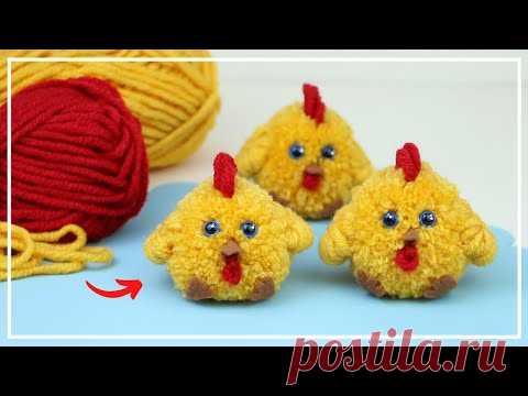 Как сделать Цыпленка из Пряжи 🐣🧶🐥 Pom Pom Chicken Making Idea - DIY NataliDoma
