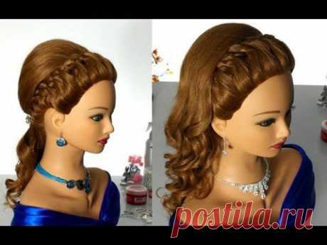 Prom hairstyle with 4 strand braid. Hairstyles for long hair. - YouTube
