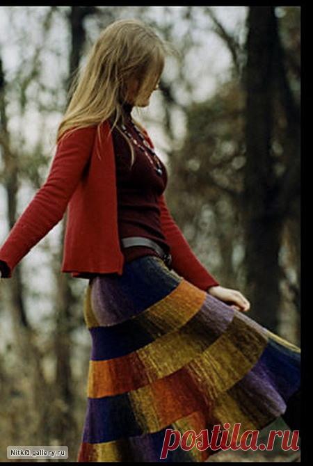 Юбка ярусами из секционной пряжи