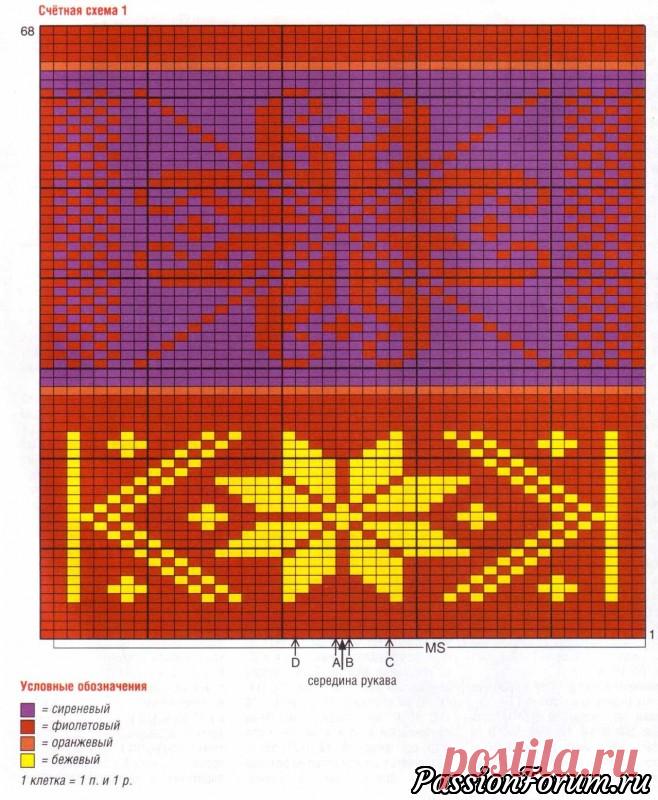 Мужской пуловер с норвежскими узорами