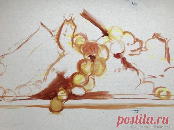 Пишем поэтапно натюрморт с виноградом