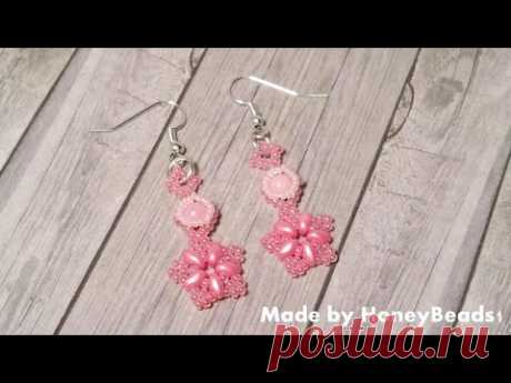 Fatamorgana Earrings Beading Tutorial by HoneyBeads1 (with superduo and rounduo)