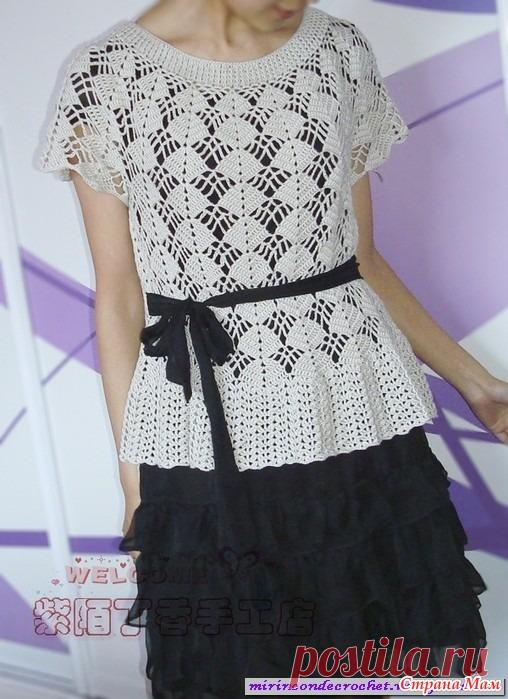 Ажурный топик или платье Кайли Миноуг на его основе Обсуждение проходило здесь: https://www.stranamam.ru/  Вот варианты топика  Схема и небольшой фото-мк с китайского сайта  Р ап орт узора 12 петель.