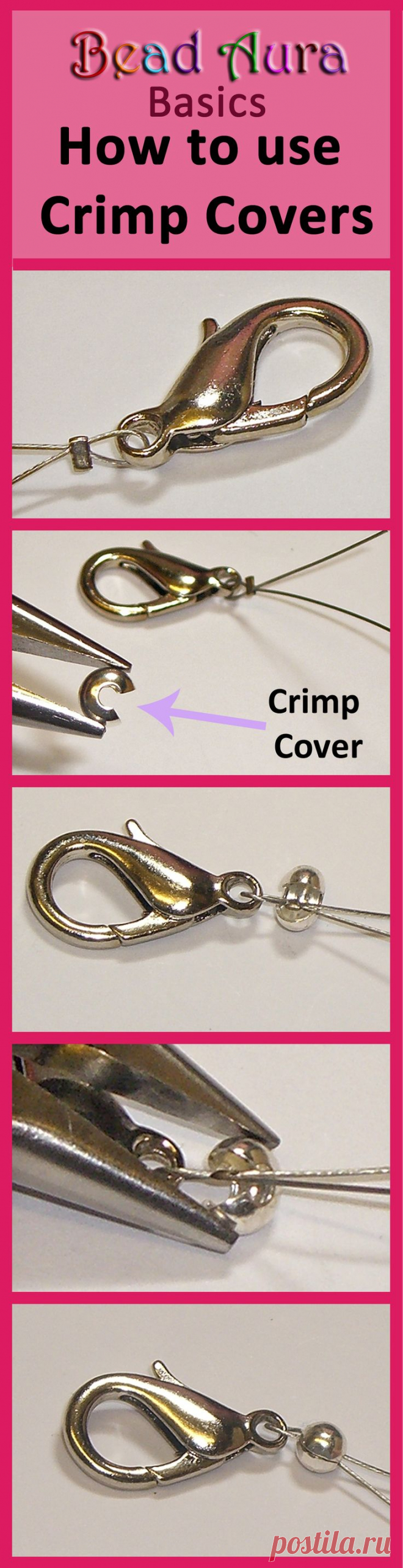 Basics to making jewellery - how to use a crimp cover. They are used to cover up a crimp for a more polished look. When they are closed, they will look like a metal bead.