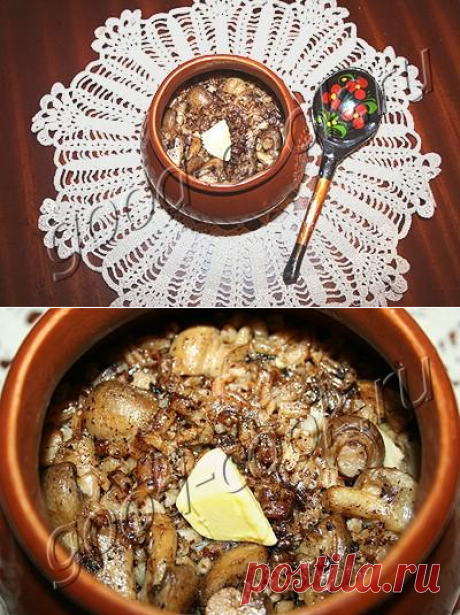 перловая каша с грибами, запеченная в горшочках, рецепт приготовления