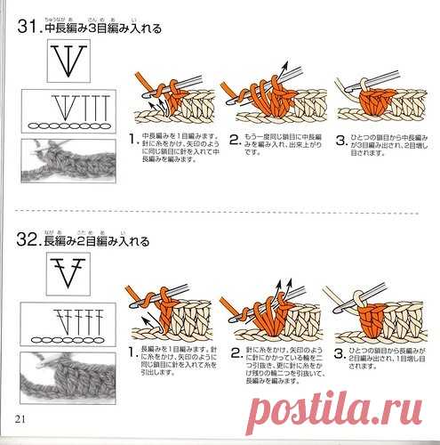 Расшифровка японских схем крючком | Расшифровка схем | Вязание спицами и крючком. Схемы вязания.
