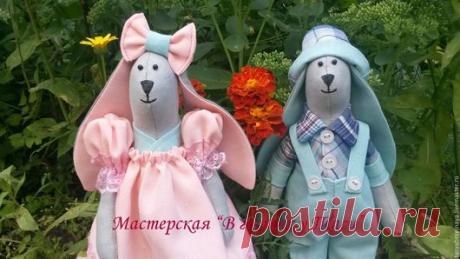 Купить Заяц Тильда. - комбинированный, тильда, заяц, интерьер, инрушка, подарок, лён, набивная