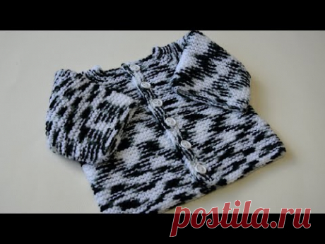 Детская кофта реглан спицами сверху (3 мес)