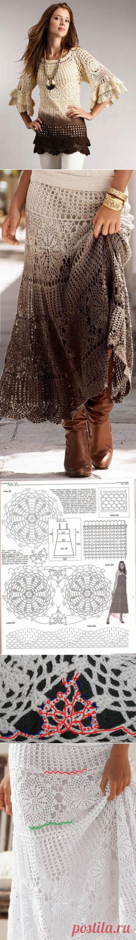 Цветочный фейерверк" в тунике и юбке до пола