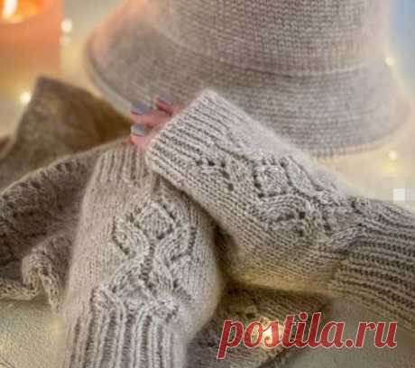 Ажурные митенки спицами