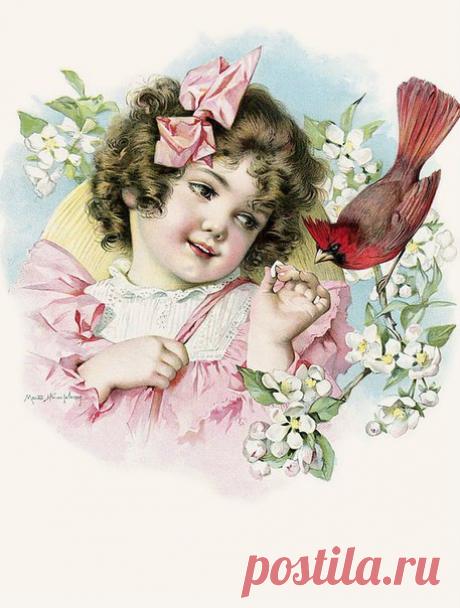 Винтажные картинки. Дети, цветы. Художница Maud Humphrey Bogart 
Декупаж коллаж. Decoupage collage.
#дизайн #для_декупажа #картинки_для_творчества #декупаж #декор