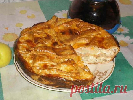 Пирог из лаваша (с сулугуни, укропом и картошкой).