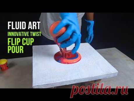 Innovative Twist on Flip Cup for Stunning Art - Acrylic Pour Abstract Painting