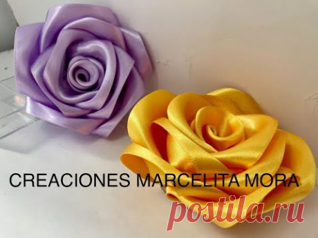 DIY- Como Hacer una Rosa Flor Liston Satin/ How to Make Rose RibbonРоза//クリップ簪/Fita Cetin - YouTube