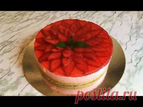 Клубничный Торт Без Выпечки(Вкусный и Легкий)/Торт с Клубникой/Strawberry Cake/Пошаговый Рецепт