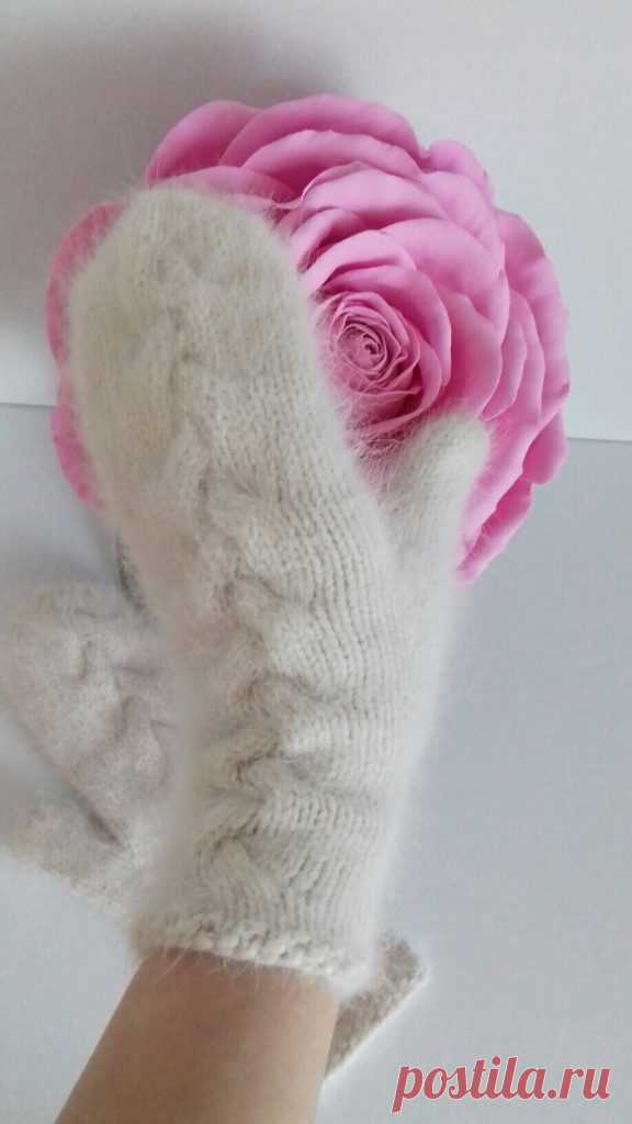 Варежки с косами спицами схемы и описание (мк)