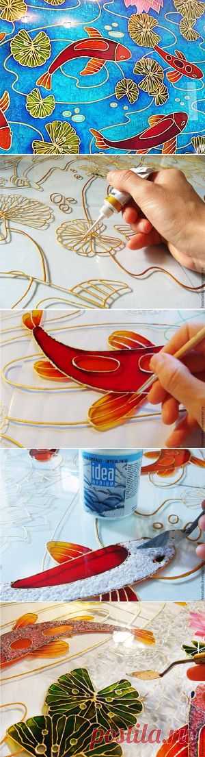 Расписываем стекло: создаем витражное панно "Рыбы" - Ярмарка Мастеров - ручная работа, handmade