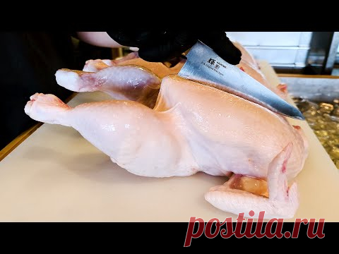 Удивительные навыки разделки курицы в Корее, мастер якитори, куриные шашлычки, куриный бургер