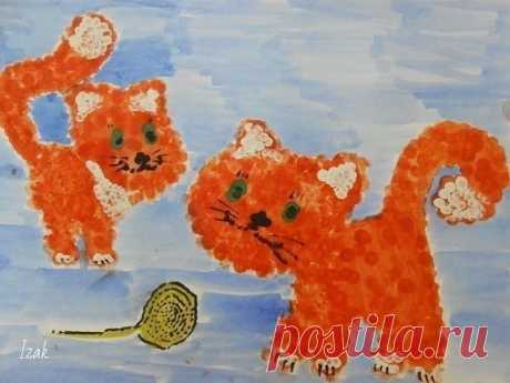Рисование гуашью и губкой