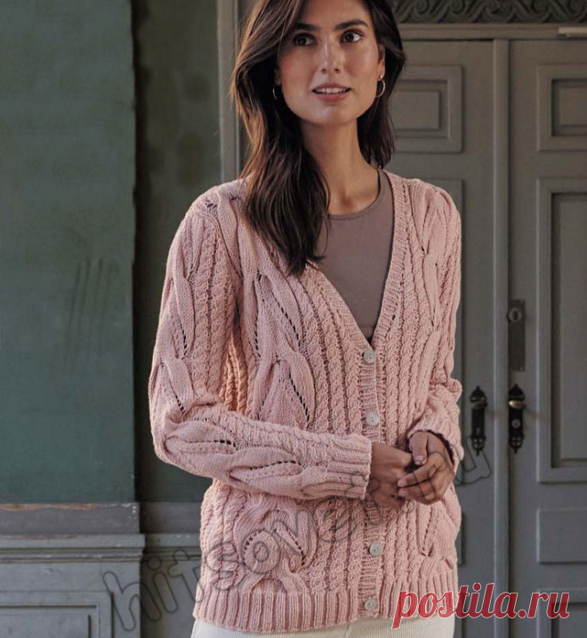 Модный кардиган с объемными узорами спицами - Хитсовет