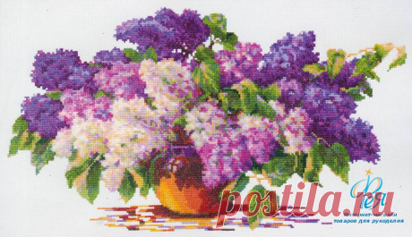 Набор вышивки Чудесная игла 40-28 - Букет сирени. Купить набор для вышивания частичной зашивкой крестом Чудесная игла 40-28 в интернет-магазине Фея.