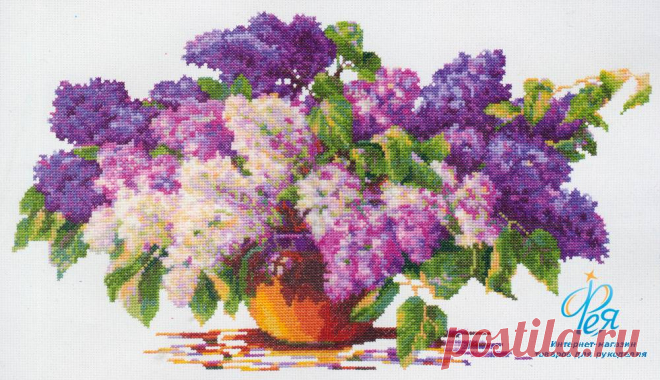 Набор вышивки Чудесная игла 40-28 - Букет сирени. Купить набор для вышивания частичной зашивкой крестом Чудесная игла 40-28 в интернет-магазине Фея.
