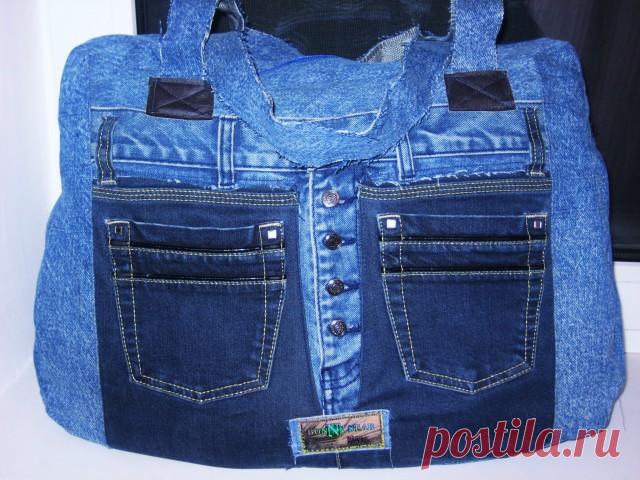 Дорожная джинсовая сумка.