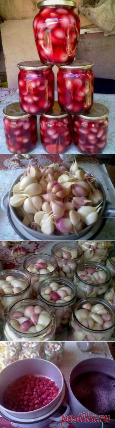 Чеснок в вишне маринованный.