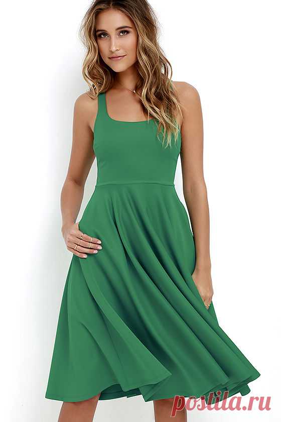 Making Memories Green Midi Dress at Lulus.com!
