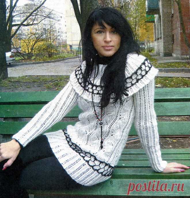Белый ажурный пуловер