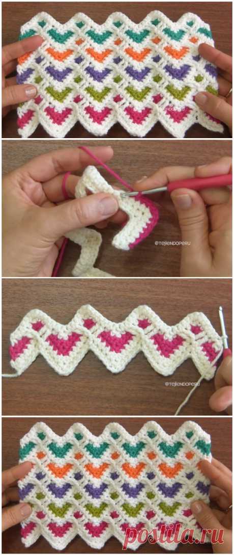 Crochet Hearts ZigZag Stitch - ilove-crochet