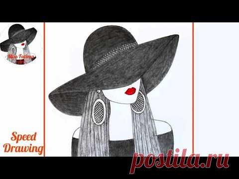 How to draw a girl wearing hat || #Shorts #YouTubeShorts || Как нарисовать девушку в шляпе