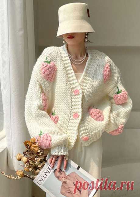 Plus Size White V Neck Button Knit Sweater Winter Coat Plus Size White V Neck Button Knit Sweater Winter CoatFabric: Knit BlendedSize & Fit: Fit: This garment fits true to size.Length: Size XL measures 20.28