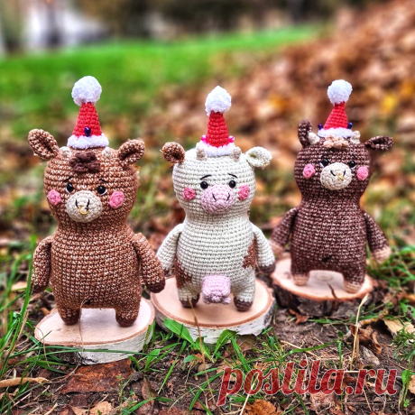PDF Бычок и Коровка Изи крючком. FREE crochet pattern; Аmigurumi animal patterns. Амигуруми схемы и описания на русском. Вязаные игрушки и поделки своими руками #amimore - корова, коровка, телёнок, бык, бычок.