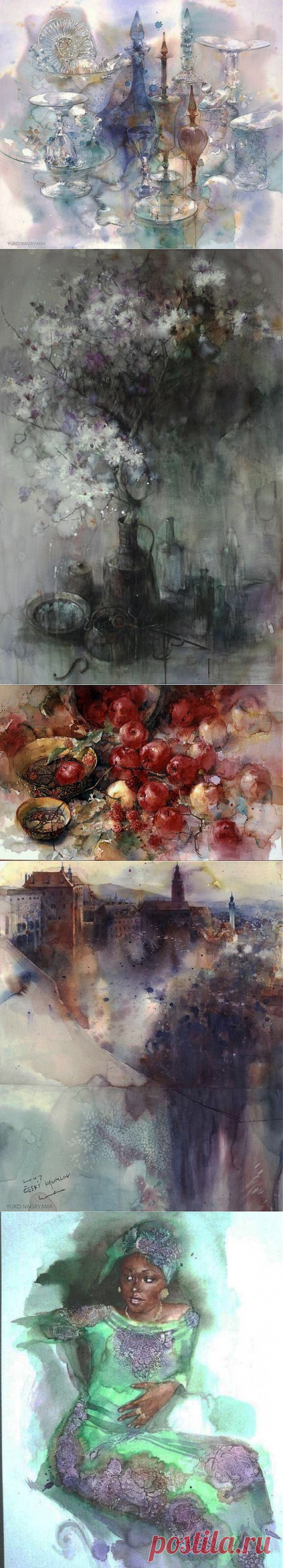 Японская акварелистка Юко Нагаяма (Yuko Nagayama). .