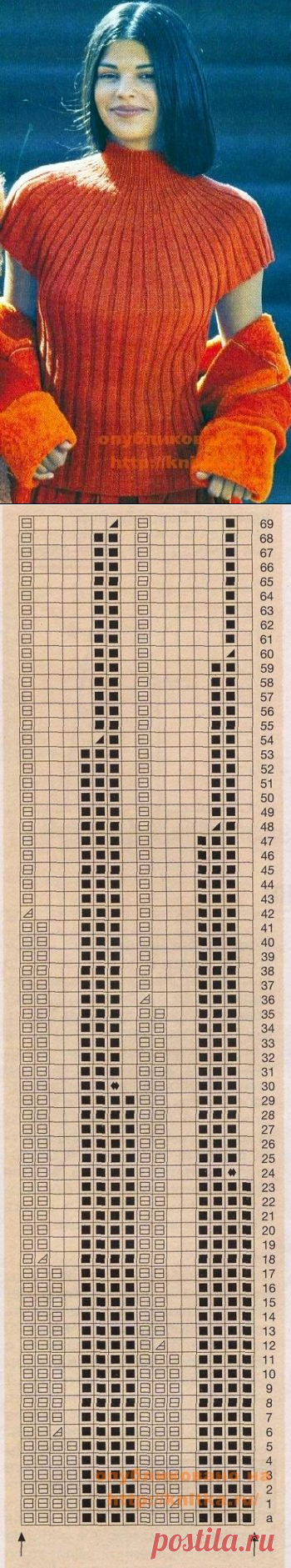 Пуловер с круглой кокеткой, Вязание для женщин