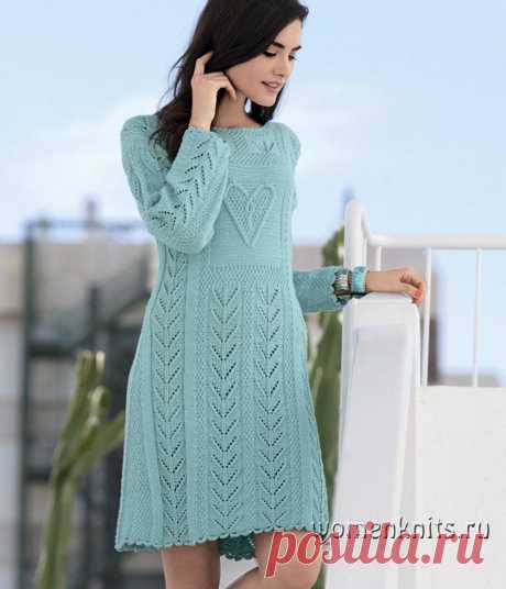 Ажурное платье спицами с узором в виде сердца
Описание: https://womanknits.ru/vyazanie-dlya-zhenshchin/platya-sarafany/azhurnoe-plate-spicami-s-uzorom-v-vide-serdtsa